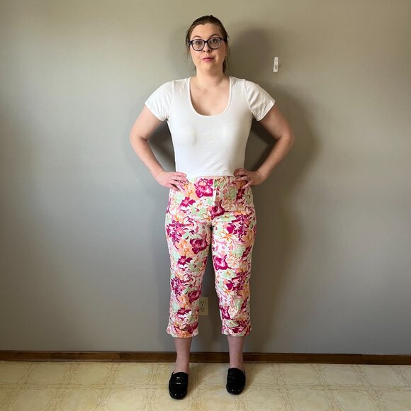 Liz Claiborne studio floral linen capri pants - Picture 2 of 11